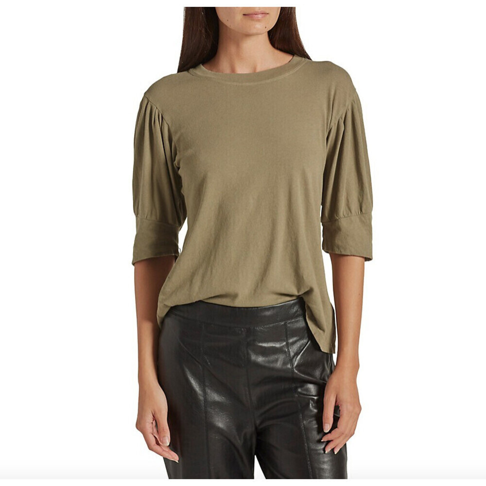 Joie Women's Lydia Short Sleeve T-Shirt In Military Olive Size M Made in USA
